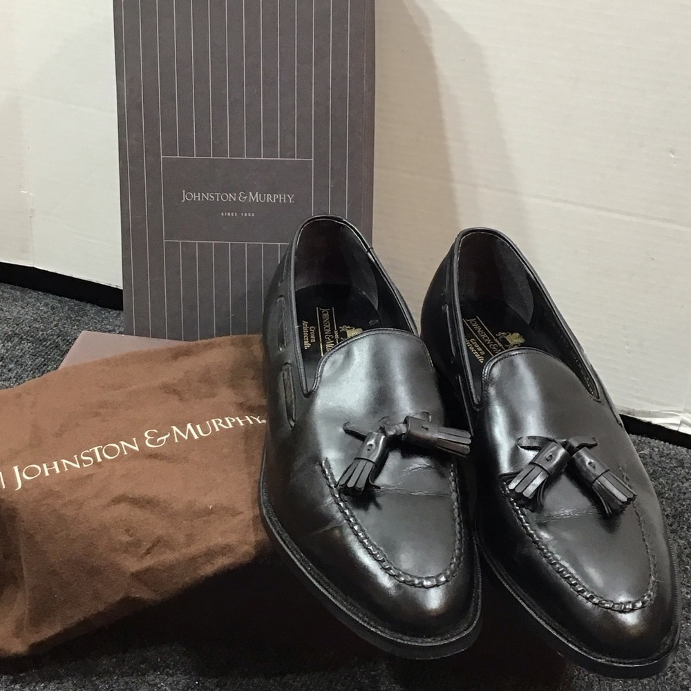 Johnston & Murphy Westchester black Leather Tassel Loafers USA 11D